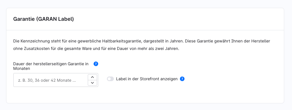 GARAN-Label in Shopware einrichten